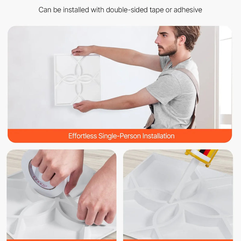 VEVOR 3D sienas paneļi, 33 gab., PVC minimālisma ziedu dizaina flīzes, 300 × 300 mm, kopējais pārklājums 3,0 m², akcenta sienas dekors interjeram griestiem, guļamistabai, viesistabai un spēļu telpai, matēti baltā krāsā