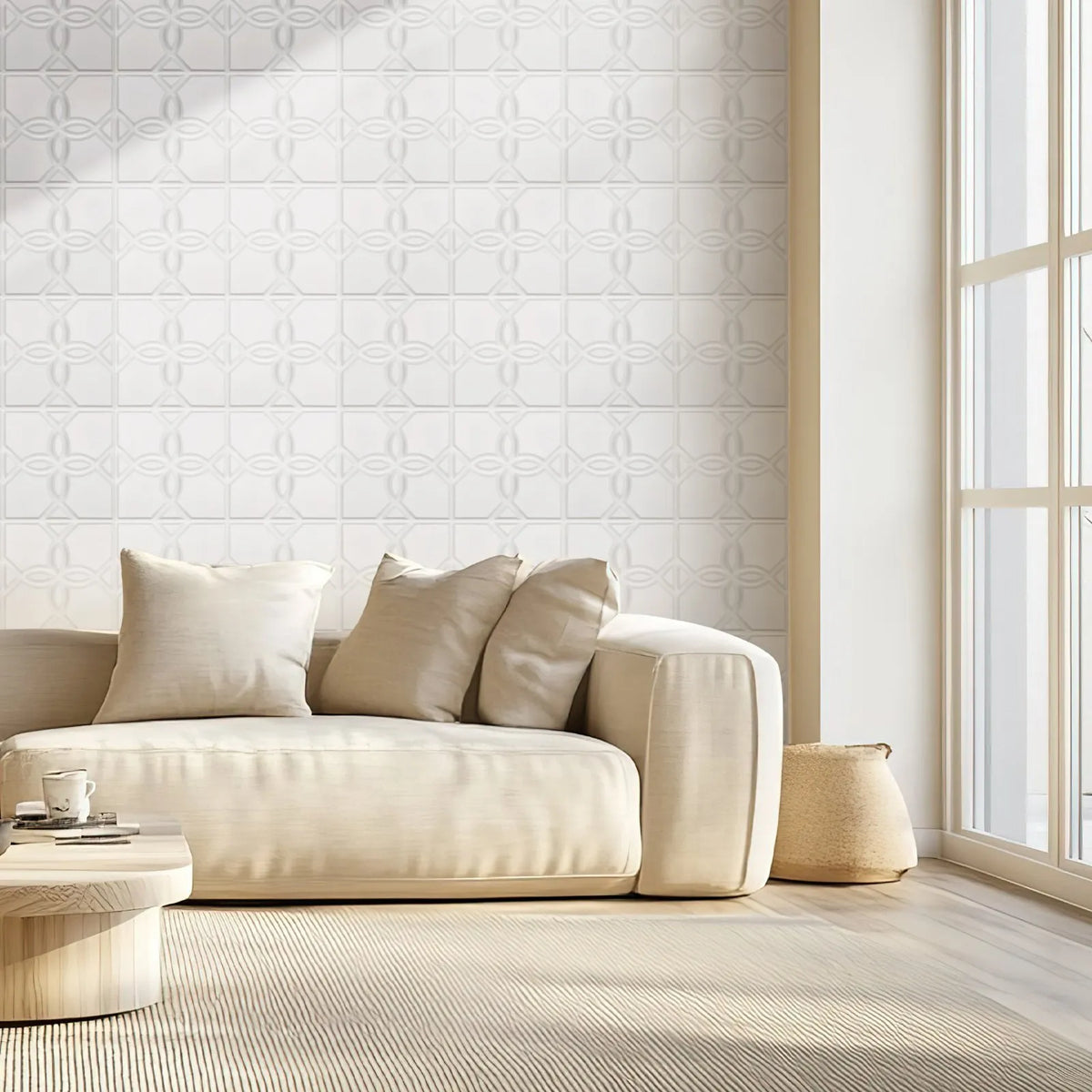 VEVOR 3D Wall Panels, 33 Pieces, PVC Minimalist Floral Design Tiles, 300 × 300 mm, Total Coverage 3.0 m², Accent Wall Décor for Interior Ceilings, Bedroom, Living Room and Game Room, Matte White