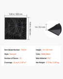 VEVOR 3D sienas paneļi, 33 gab., PVC minimālisma romba dizaina flīzes, 300 × 300 mm, kopējais pārklājums 3 m², akcenta sienas dekors interjeram griestiem, guļamistabai, viesistabai un spēļu telpai, matēti melnā krāsā