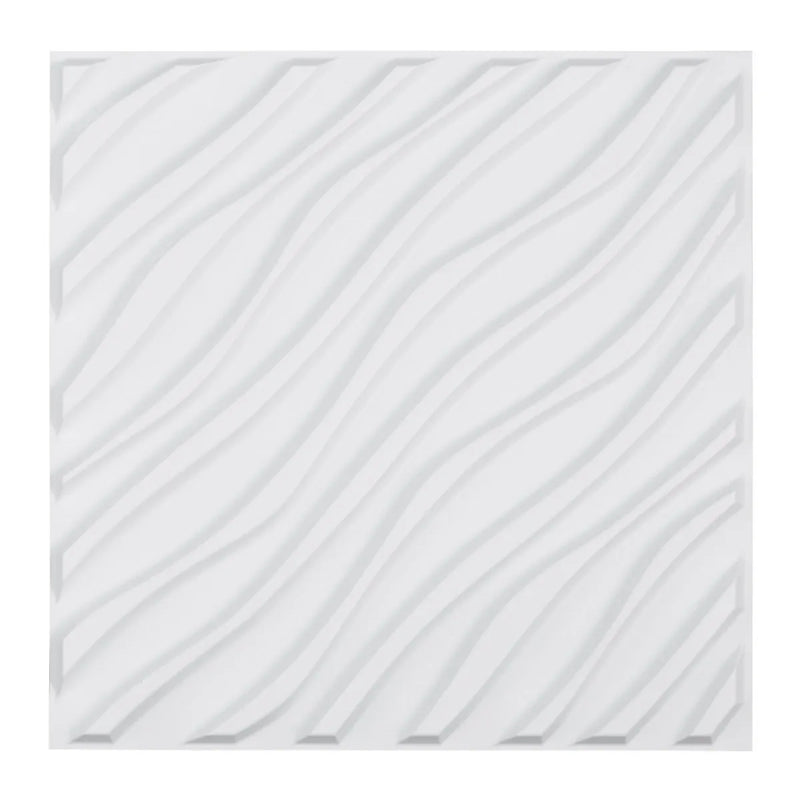 VEVOR 3D sienas paneļi, 12 gab., PVC minimālisma viļņu dizaina flīzes, 500 × 500 mm, kopējais pārklājums 3,0 m², akcenta sienas dekors interjeram griestiem, guļamistabai, viesistabai un spēļu telpai, matēti baltā krāsā