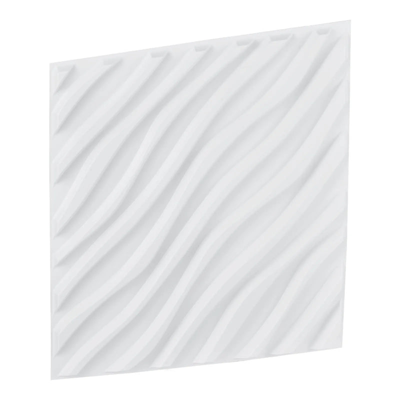 VEVOR 3D sienas paneļi, 12 gab., PVC minimālisma viļņu dizaina flīzes, 500 × 500 mm, kopējais pārklājums 3,0 m², akcenta sienas dekors interjeram griestiem, guļamistabai, viesistabai un spēļu telpai, matēti baltā krāsā