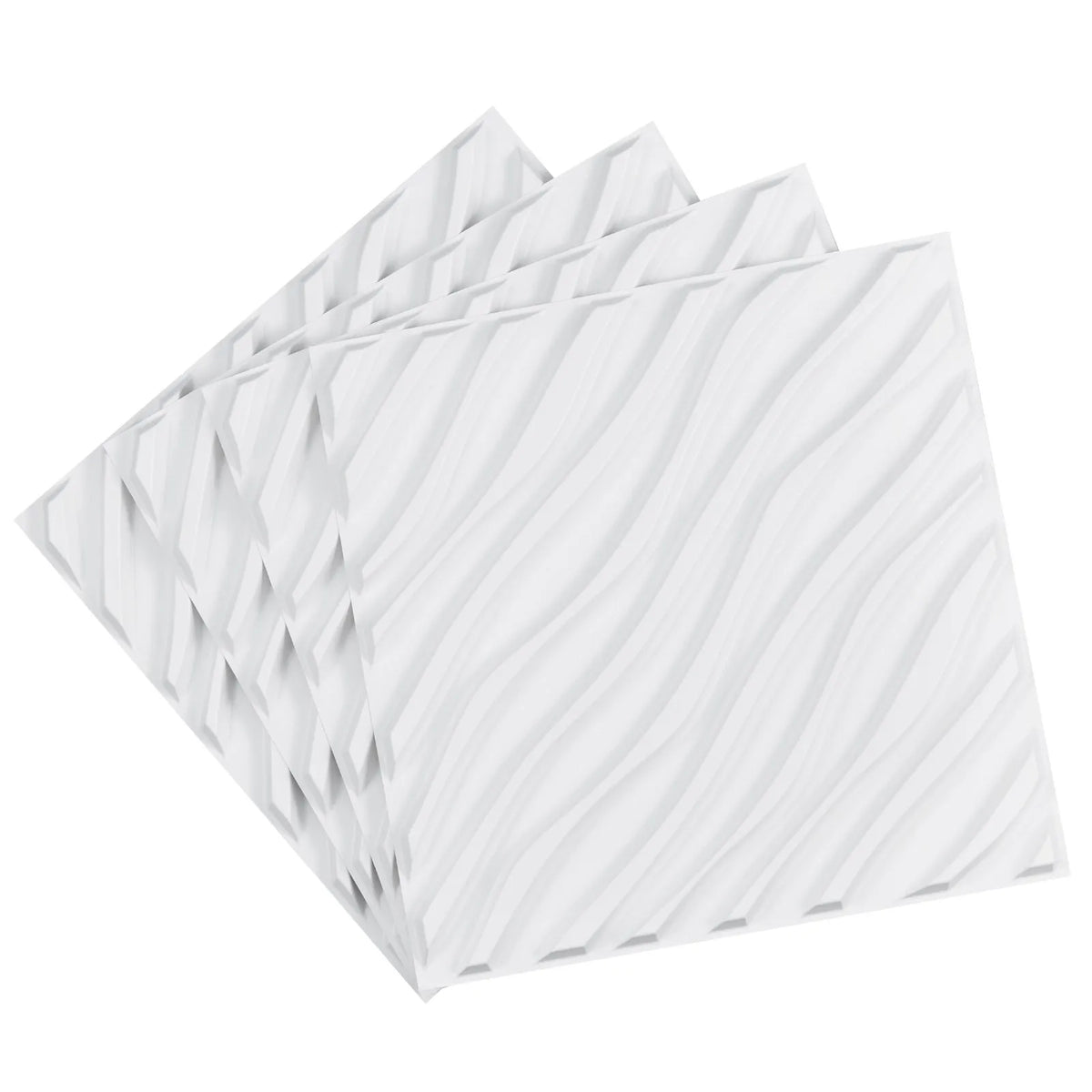 VEVOR 3D Wall Panels, 12 Pieces, PVC Minimalist Wave Design Tiles, 500 × 500 mm, Total Coverage 3.0 m², Accent Wall Décor for Interior Ceilings, Bedroom, Living Room and Game Room, Matte White