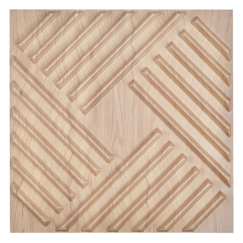 VEVOR 3D sienas paneļi, 12 gab., PVC minimālisma dizaina flīzes, 500 × 500 mm, kopējais pārklājums 3,0 m², akcenta sienas dekors interjeram griestiem, guļamistabai, viesistabai un spēļu telpai, gaiša koka tonī