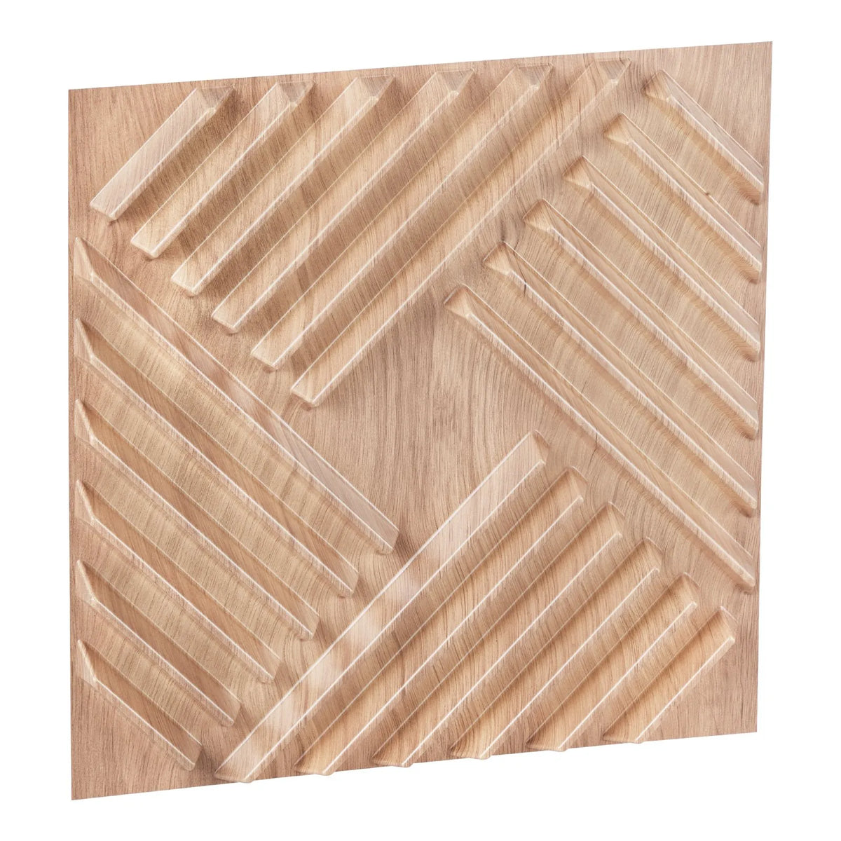 VEVOR 3D Wall Panels, 12 Pieces, PVC Minimalist Design Tiles, 500 × 500 mm, Total Coverage 3.0 m², Accent Wall Décor for Interior Ceilings, Bedroom, Living Room and Game Room, Light Wood Tone