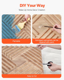 VEVOR 3D sienas paneļi, 12 gab., PVC minimālisma dizaina flīzes, 500 × 500 mm, kopējais pārklājums 3,0 m², akcenta sienas dekors interjeram griestiem, guļamistabai, viesistabai un spēļu telpai, gaiša koka tonī