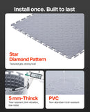 VEVOR savienojamas garāžas grīdas flīzes 513 × 513 × 5 mm, 16 gab., neslīdoši PVC paklāji ar rombveida reljefu, gaiši pelēkas