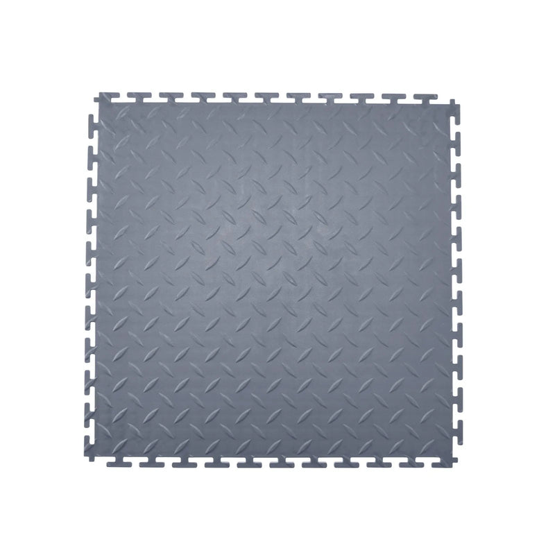 VEVOR savienojamas garāžas grīdas flīzes 513 × 513 × 5 mm, 8 gab., neslīdoši PVC paklāji ar rombveida reljefu, grafītpelēki