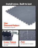VEVOR savienojamas garāžas grīdas flīzes 513 × 513 × 5 mm, 8 gab., neslīdoši PVC paklāji ar rombveida reljefu, grafītpelēki