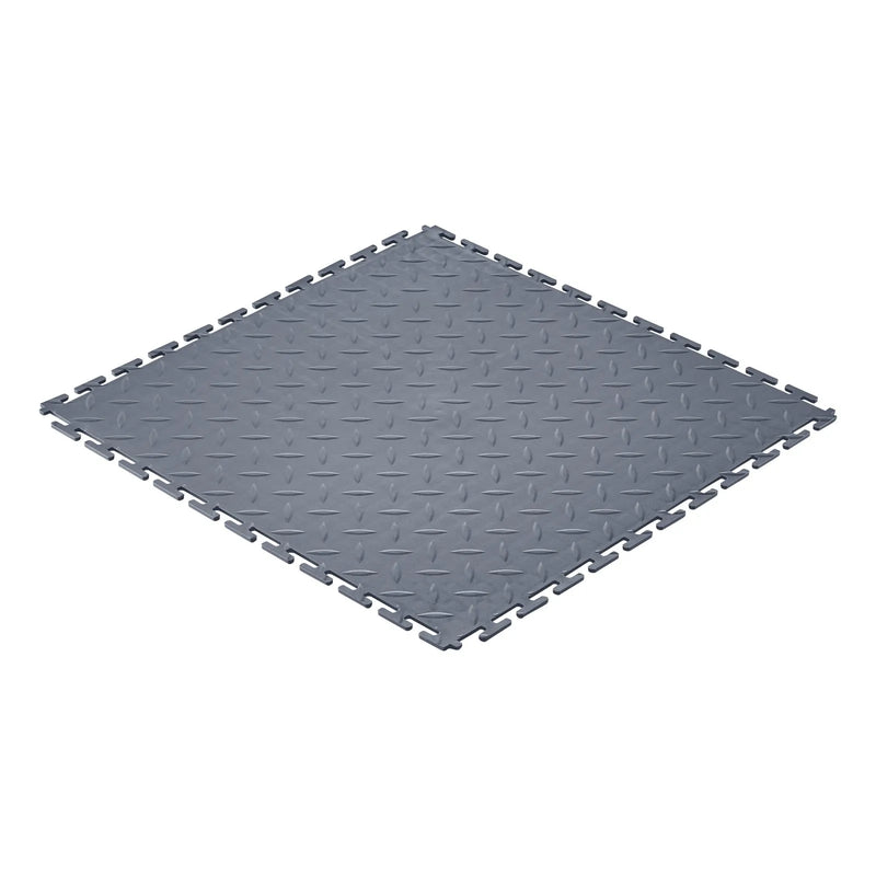 VEVOR savienojamas garāžas grīdas flīzes 513 × 513 × 5 mm, 8 gab., neslīdoši PVC paklāji ar rombveida reljefu, grafītpelēki