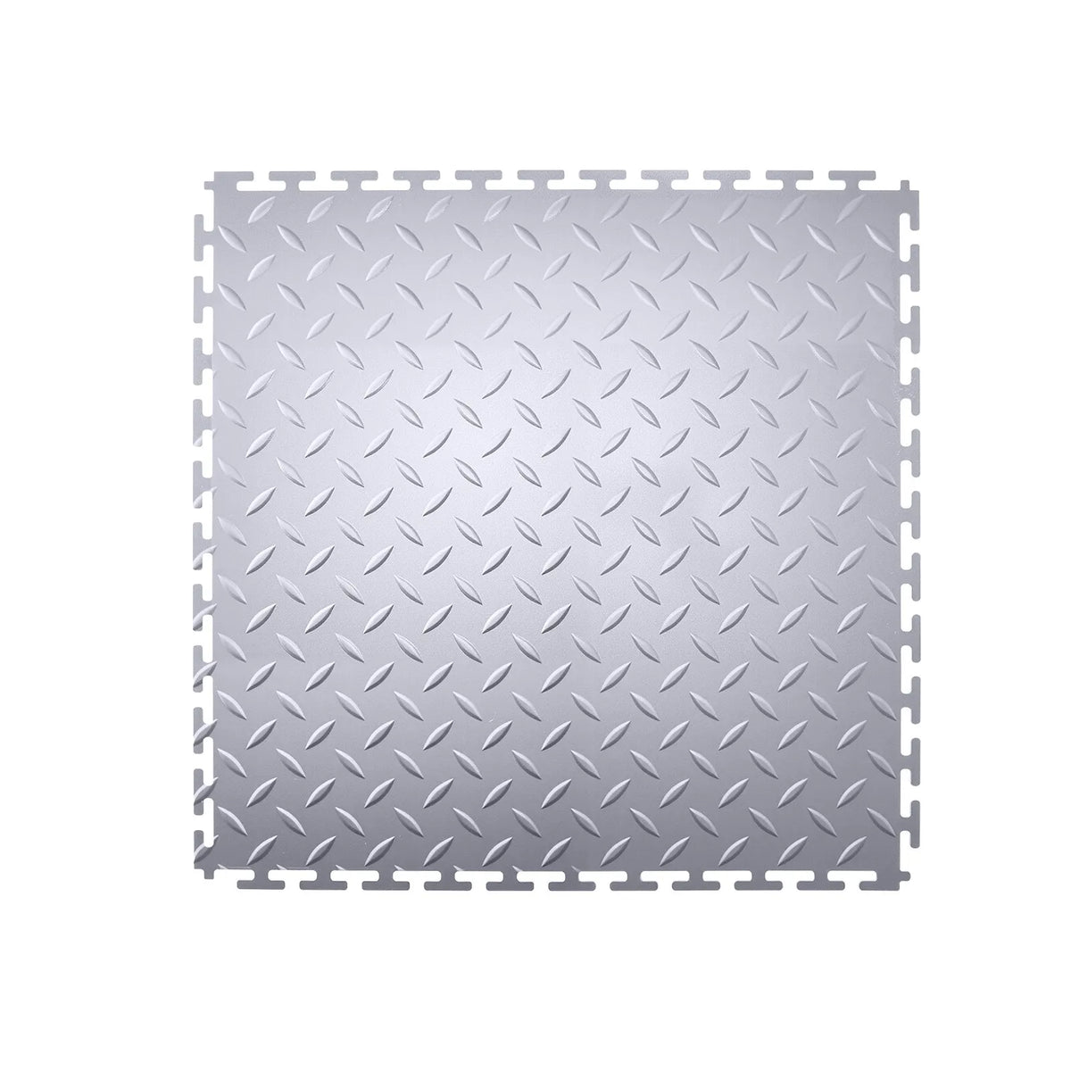 VEVOR Interlocking Garage Floor Tiles 513 × 513 × 5 mm, 8 Pieces, Non-Slip PVC Mats with Diamond Pattern, Silver