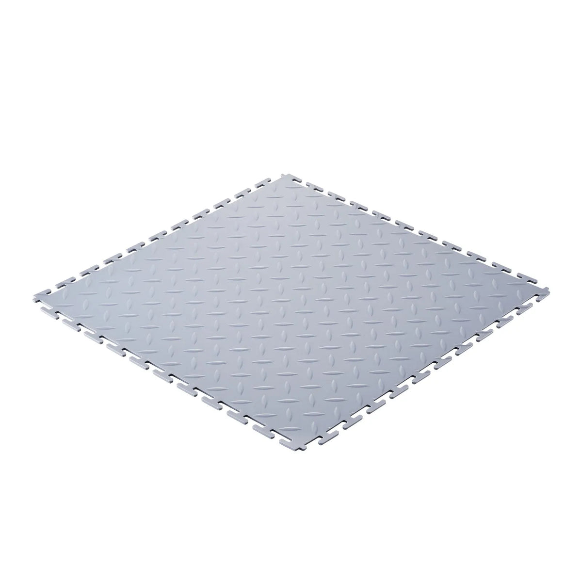 VEVOR Interlocking Garage Floor Tiles 513 × 513 × 5 mm, 8 Pieces, Non-Slip PVC Mats with Diamond Pattern, Silver