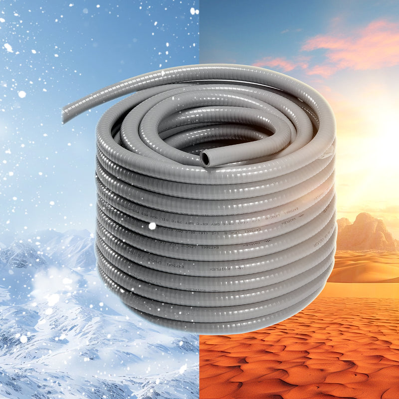 25 mm elastīga šķidrumnecaurlaidīga PVC caurule, 30,48 m, nemetāliska, IP65