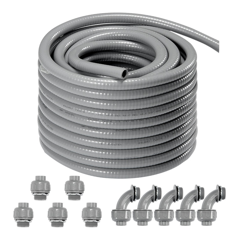 25 mm elastīga šķidrumnecaurlaidīga PVC caurule, 30,48 m, nemetāliska, IP65