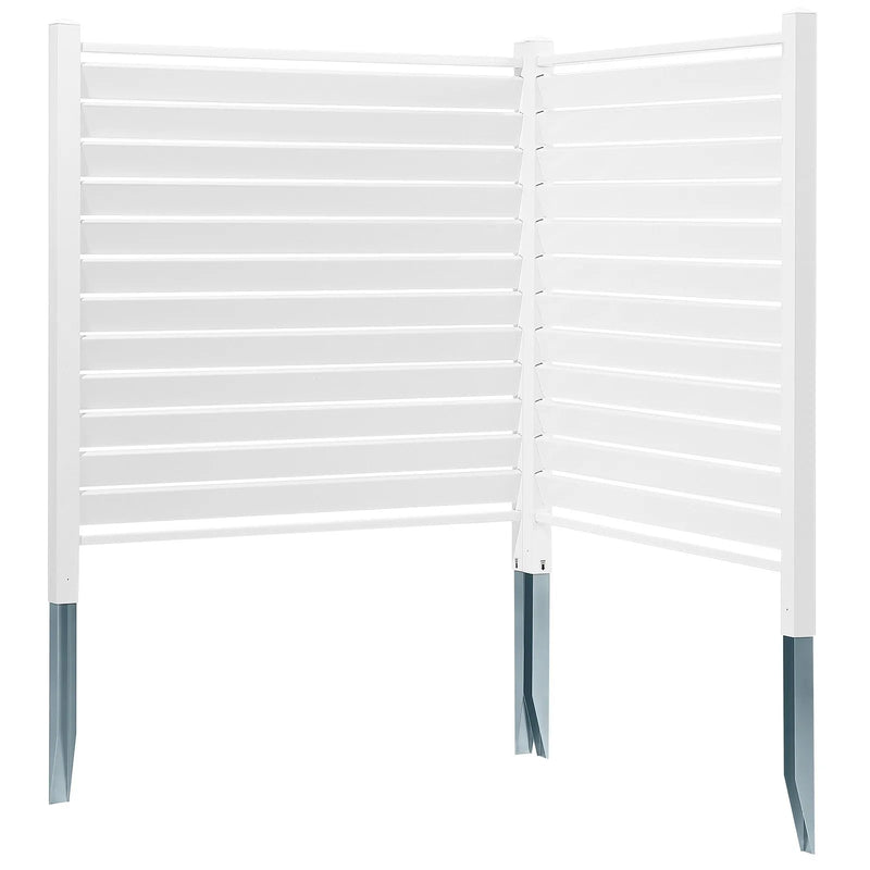 Vinila privātuma žogs 122 × 122 cm, āra ekrāns atkritumu konteineriem un baseina aprīkojumam, kondicioniera norobežojums, komplekts ar žalūziju paneļiem (2 paneļi)