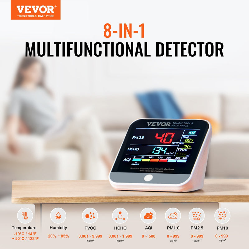 VEVOR 8-in-1 Mini Gaisa kvalitātes monitors