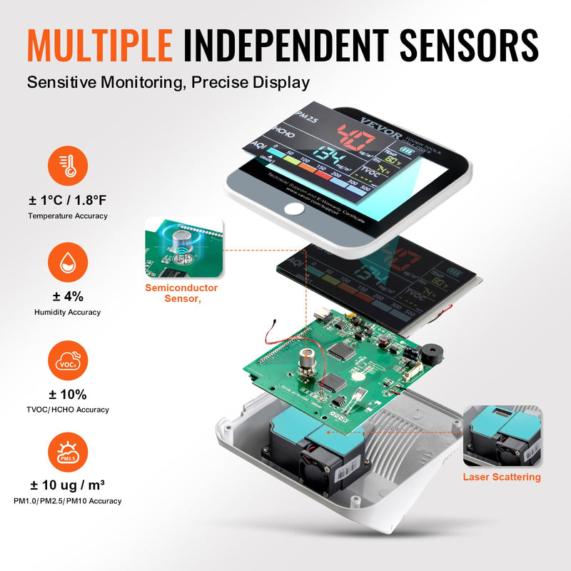 VEVOR 8-in-1 Mini Gaisa kvalitātes monitors