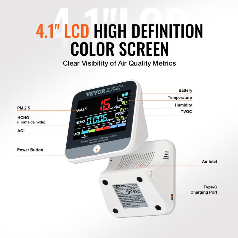 VEVOR 8-in-1 Mini Gaisa kvalitātes monitors