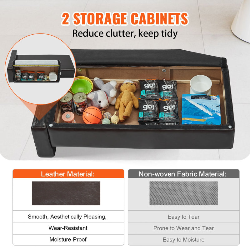 VEVOR Ādas dzīvnieku dīvāns lieliem suņiem un kaķiem, brūns, 110 kg noslodze