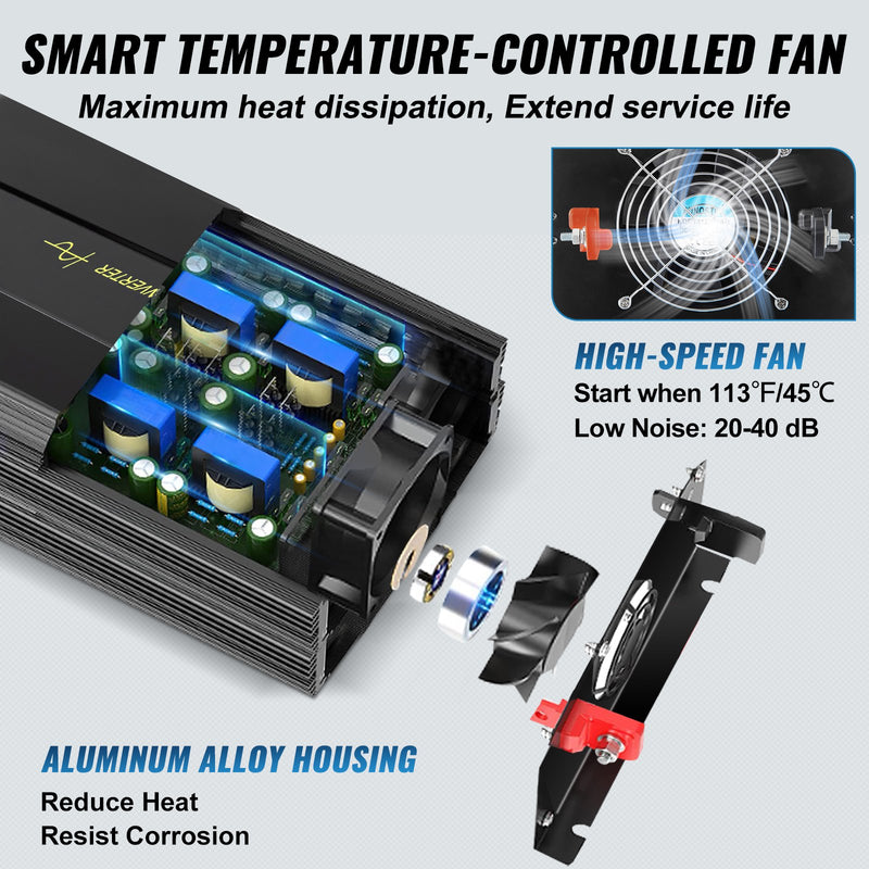 VEVOR tīrā sinusoidālā viļņa invertora jaudas pārveidotājs 5000 W DC12V līdz AC230V invertora LCD