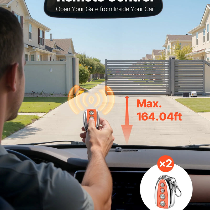 VEVOR Saules bīdāmo vārtu atvērējs 280 W, elektrisks motors vārtiem līdz 20 m un 816 kg, zobratu sliedes žoga vārtu motors ar infrasarkano sensoru un 2 tālvadības pultīm, piebraucamo vārtu atvēršanas sistēma