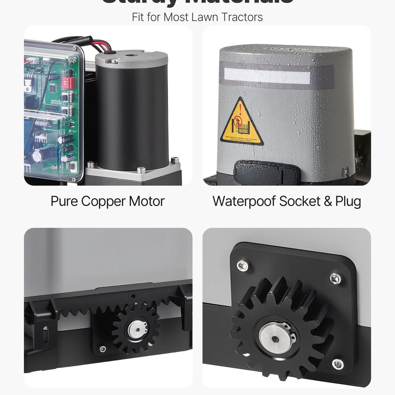 VEVOR Saules bīdāmo vārtu atvērējs 280 W, elektrisks motors vārtiem līdz 20 m un 816 kg, zobratu sliedes žoga vārtu motors ar infrasarkano sensoru un 2 tālvadības pultīm, piebraucamo vārtu atvēršanas sistēma