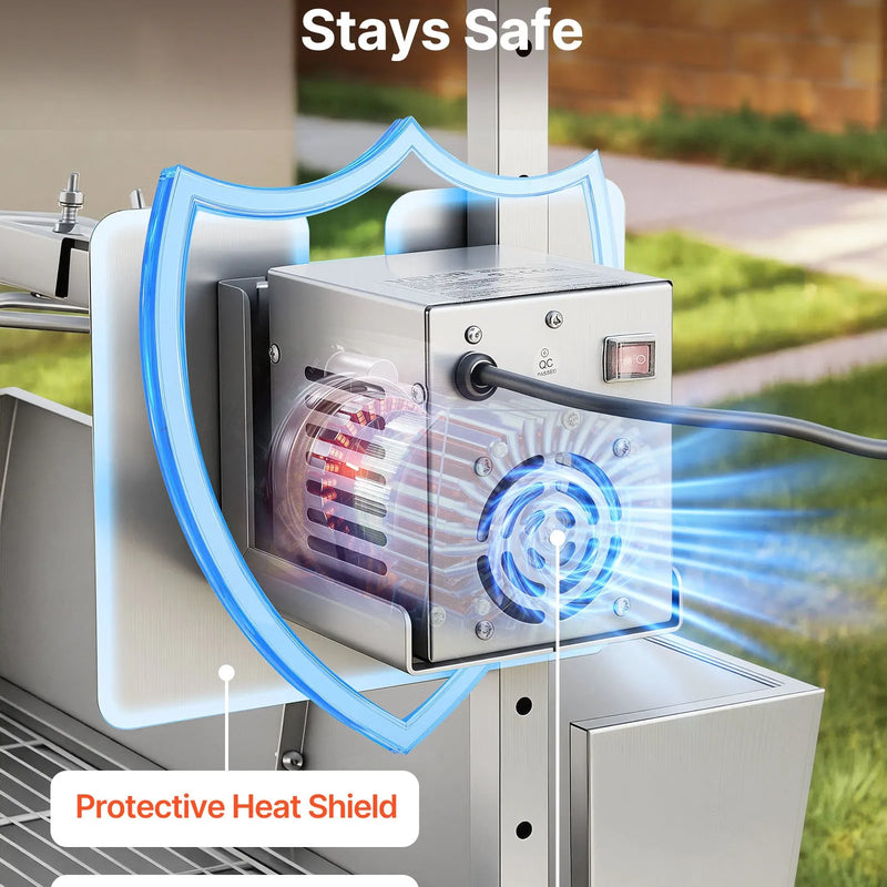 VEVOR elektriskais rotācijas grils, 38 W BBQ āra cūkas un jēra iesma grils, ogļu iesma grils ar 60 kg slodzes ietilpību un 7 līmeņu augstuma regulēšanu, nerūsējošā tērauda elektriskais rotācijas grila komplekts kempingam un lietošanai ārā