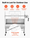 VEVOR elektriskais rotācijas grils, 38 W BBQ āra cūkas un jēra iesma grils, ogļu iesma grils ar 60 kg slodzes ietilpību un 7 līmeņu augstuma regulēšanu, nerūsējošā tērauda elektriskais rotācijas grila komplekts kempingam un lietošanai ārā