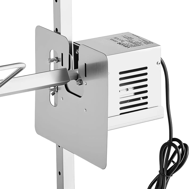 VEVOR rotējošais grils (spits), 38 W āra BBQ cūkas un jēra cepšanai, ogļu spits ar 60 kg kravnesību, ar riteņiem un 7 līmeņu augstuma regulēšanu, nerūsējošā tērauda elektriskais rotējošā grila komplekts kempingam un āra pasākumiem