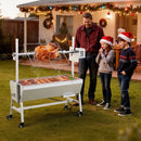 VEVOR rotējošais grils (spits), 38 W āra BBQ cūkas un jēra cepšanai, ogļu spits ar 60 kg kravnesību, ar riteņiem un 7 līmeņu augstuma regulēšanu, nerūsējošā tērauda elektriskais rotējošā grila komplekts kempingam un āra pasākumiem