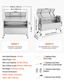 VEVOR rotējošais grils (spits), 38 W āra BBQ cūkas un jēra cepšanai, ogļu spits ar 60 kg kravnesību, ar riteņiem un 4 līmeņu augstuma regulēšanu, nerūsējošā tērauda elektriskais rotējošā grila komplekts kempingam un āra pasākumiem