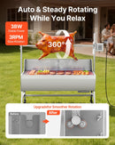 VEVOR rotējošais grils (spits), 38 W āra BBQ cūkas un jēra cepšanai, ogļu spits ar 60 kg kravnesību, ar riteņiem un 4 līmeņu augstuma regulēšanu, nerūsējošā tērauda elektriskais rotējošā grila komplekts kempingam un āra pasākumiem