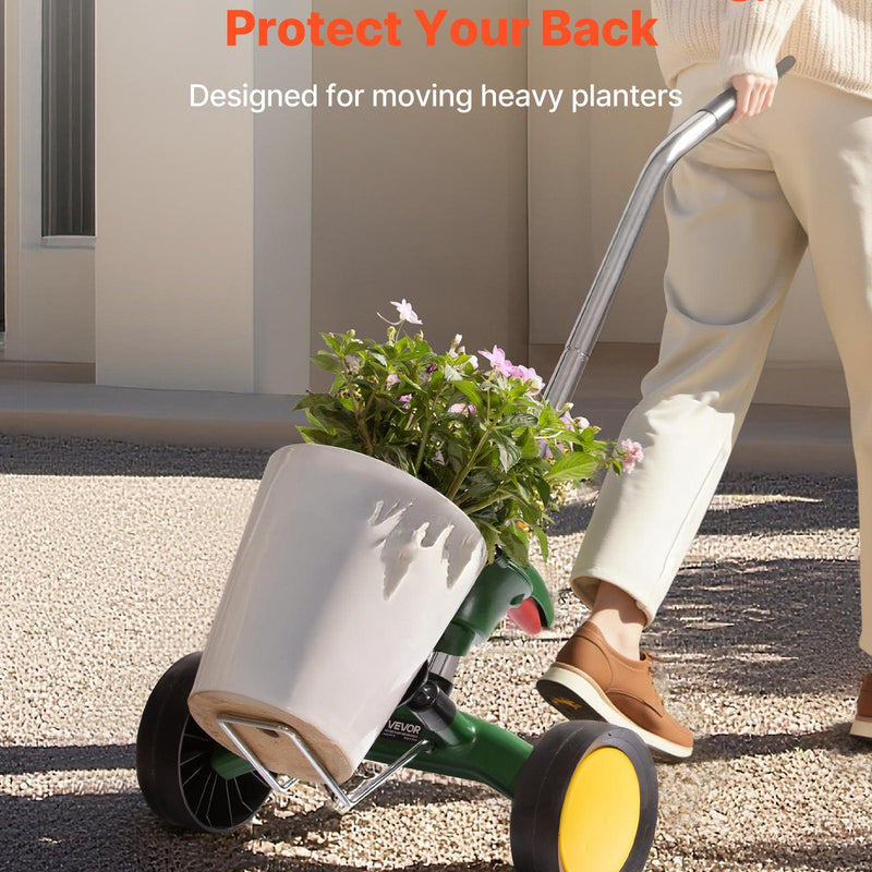 VEVOR dārza podu pārvietotājs ar regulējamu satvērējroku, izturīgi augu pārvietošanas rati ar piesūcekni un drošu fiksāciju, kravnesība līdz 65 kg, piemērots lietošanai iekštelpās un ārtelpās