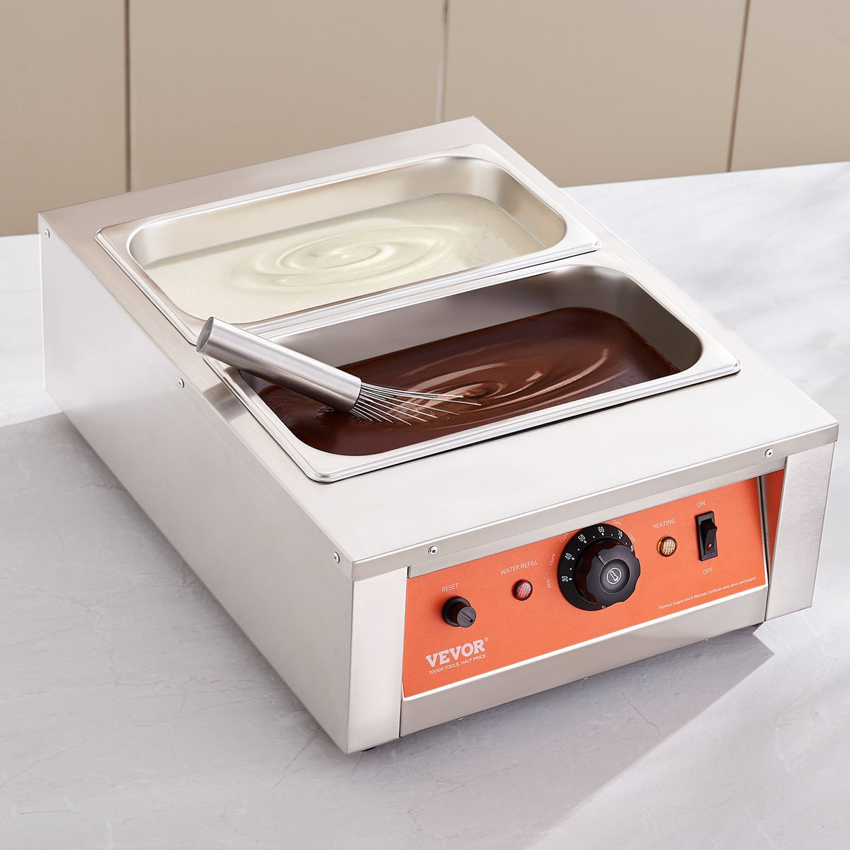 VEVOR šokolādes kausēšanas iekārta 8 kg ar 2 tvertnēm