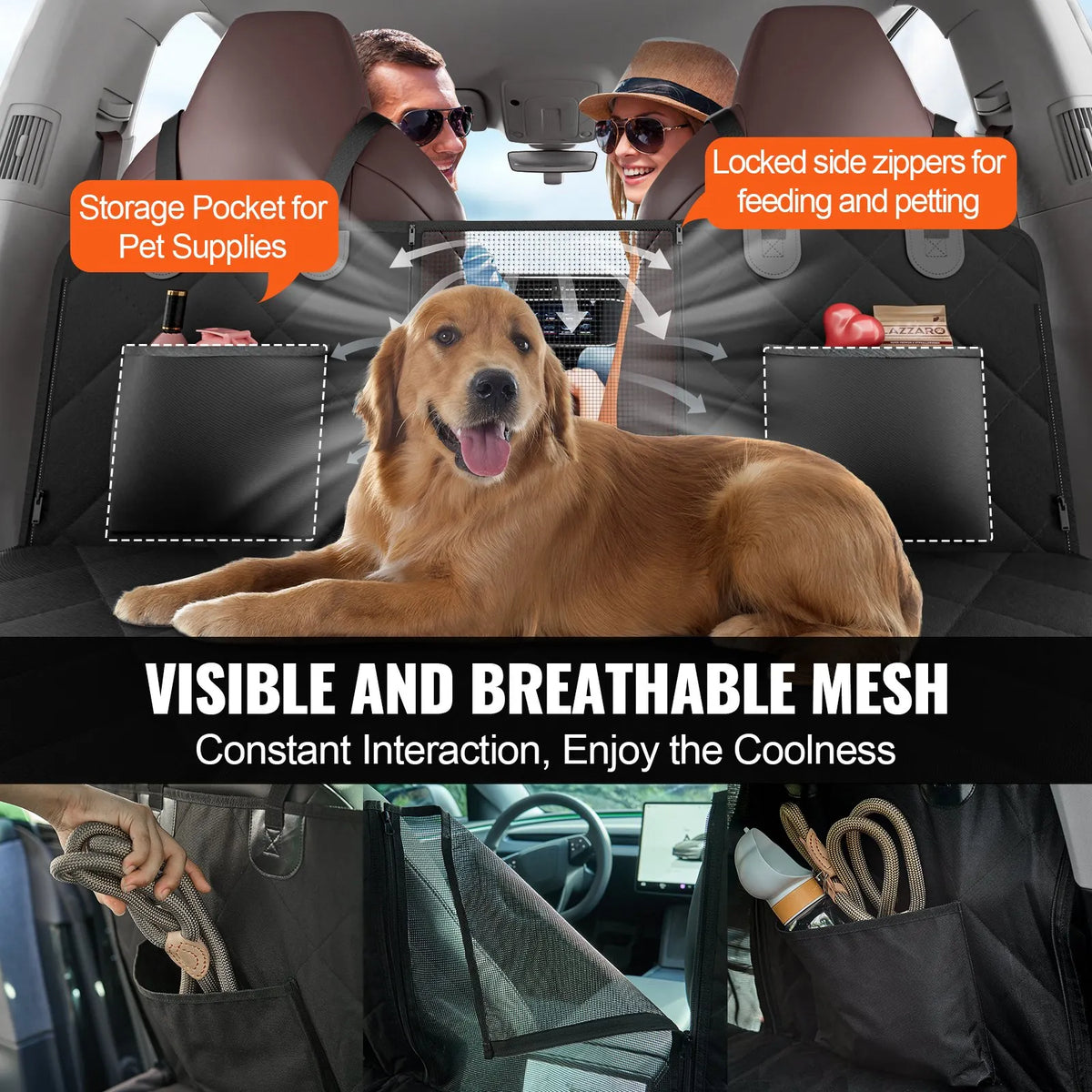 VEVOR Waterproof Dog Car Seat Cover, 600D, 134.5 × 63 cm