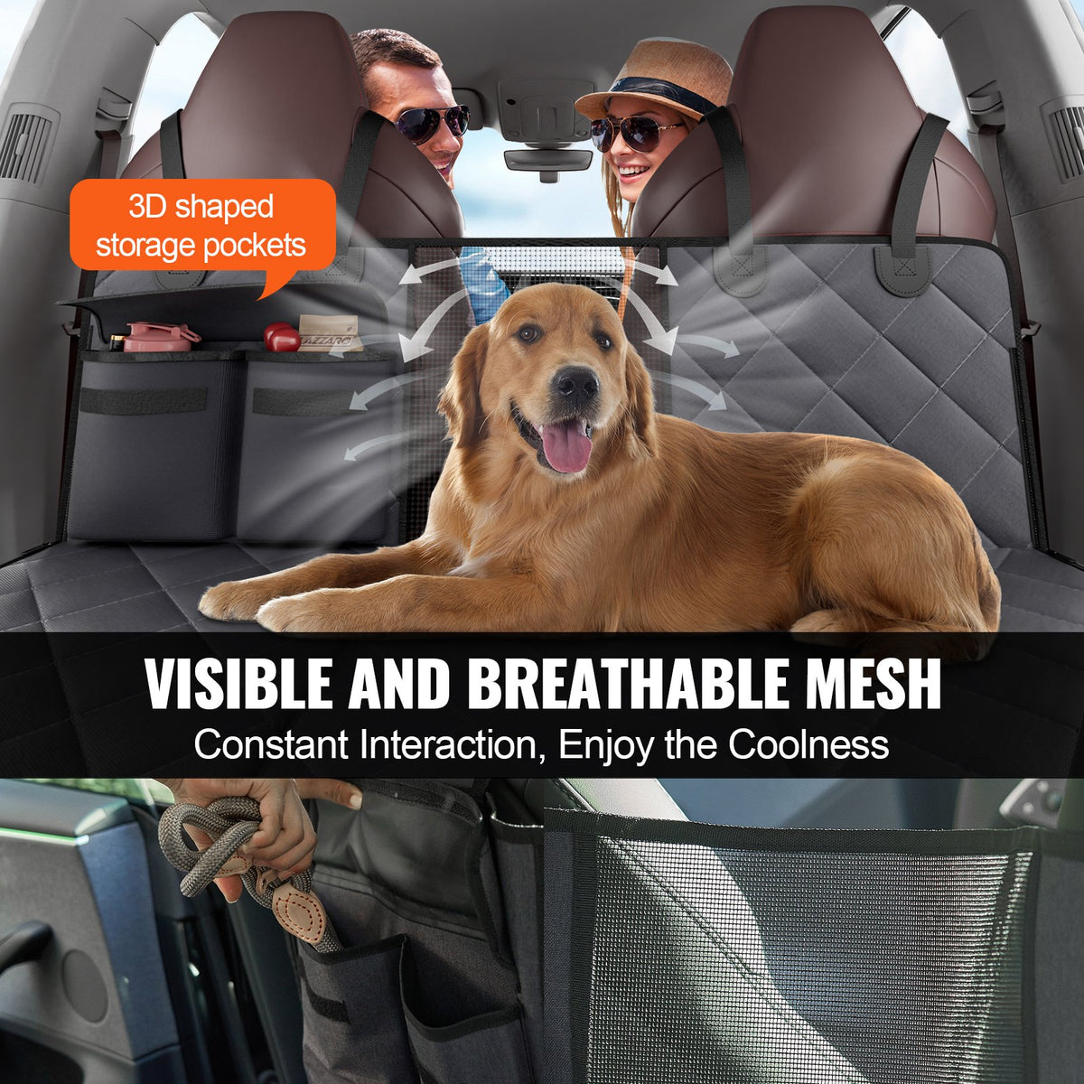 VEVOR Waterproof Dog Car Seat Cover with Side Protectors, 600D, 137 × 61 cm