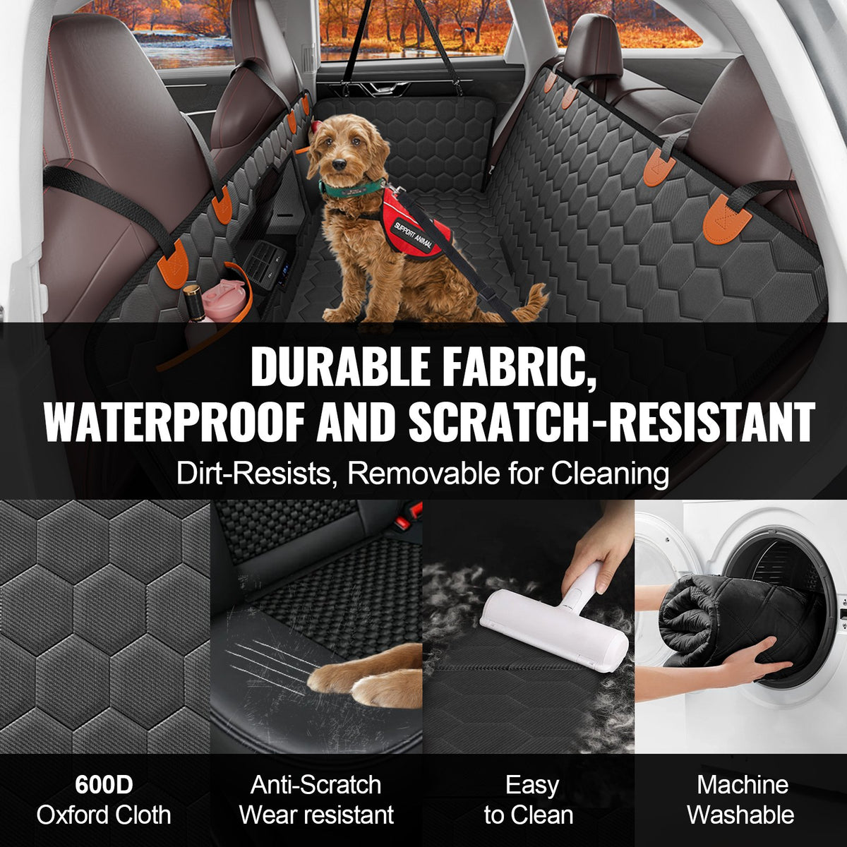 VEVOR Waterproof Dog Rear Seat Cover for Car, 600D, 137 × 65 cm