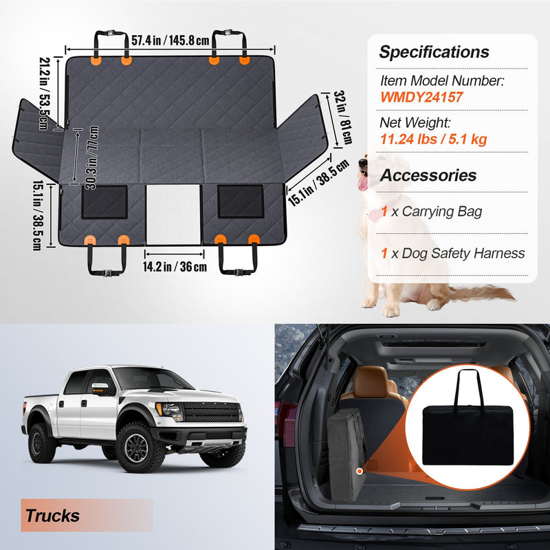 VEVOR Ūdensnecaurlaidīgs suņu sēdekļa pārvalks automašīnām 1458 x 770 mm, 600D
