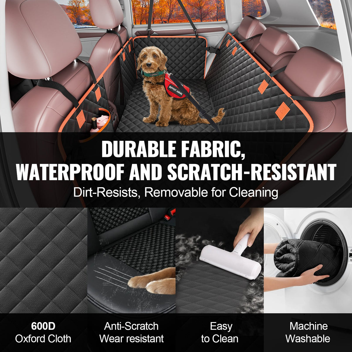 VEVOR Waterproof Dog Seat Cover for SUV, 600D, 130 × 70 cm