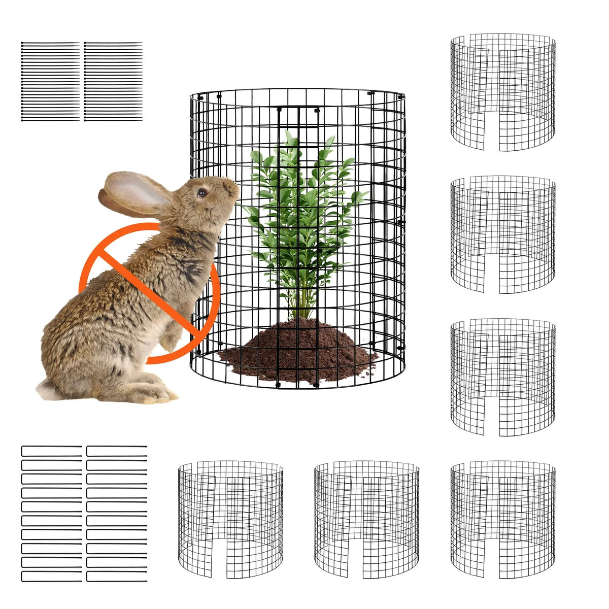 6 pcs plant guards against animals, metal plant supports, Ø 32 cm x 36 cm high