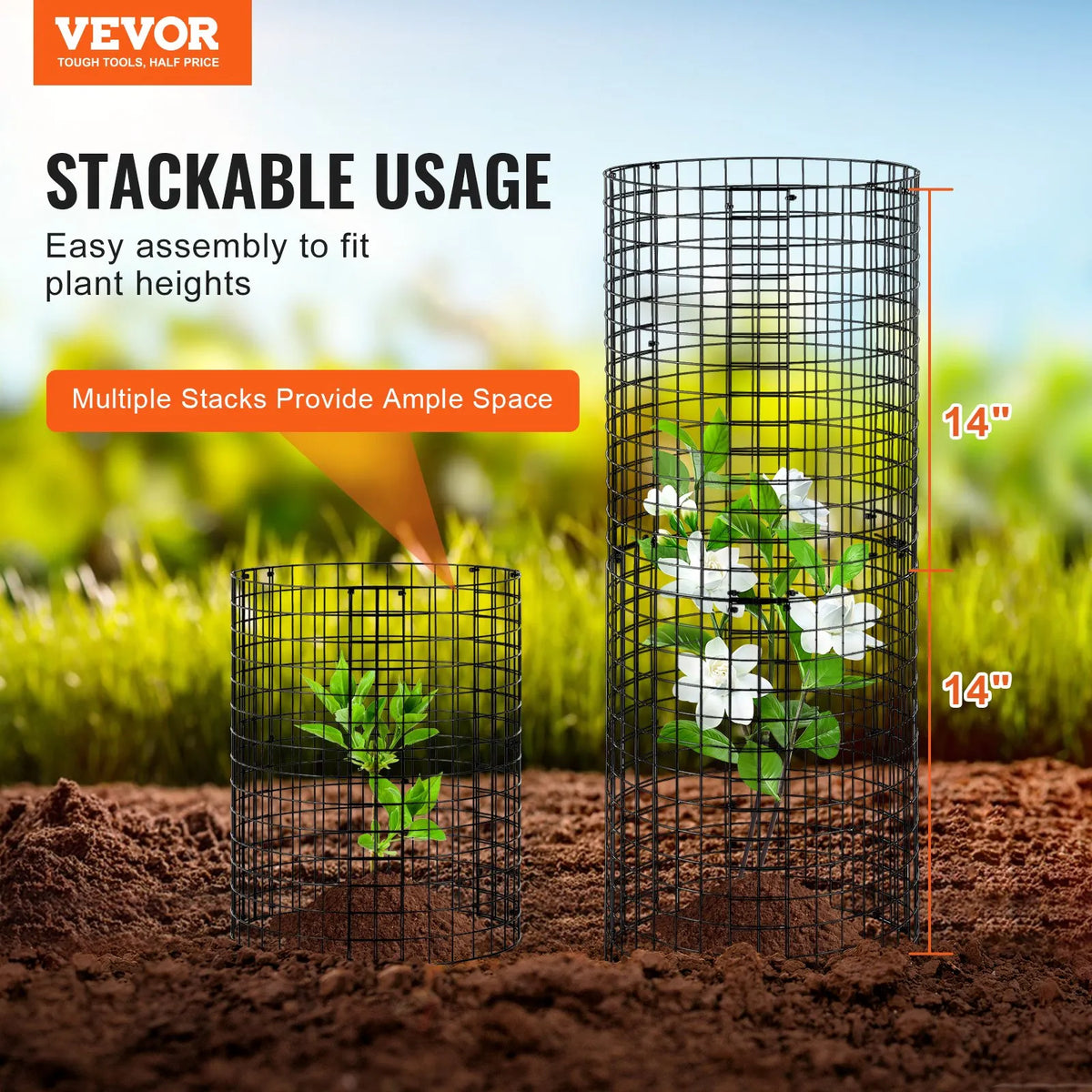 6 pcs plant guards against animals, metal plant supports, Ø 32 cm x 36 cm high
