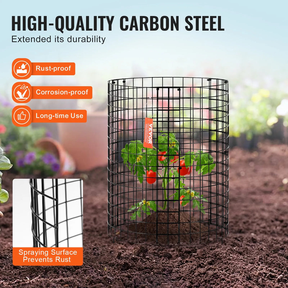6 pcs plant guards against animals, metal plant supports, Ø 32 cm x 36 cm high