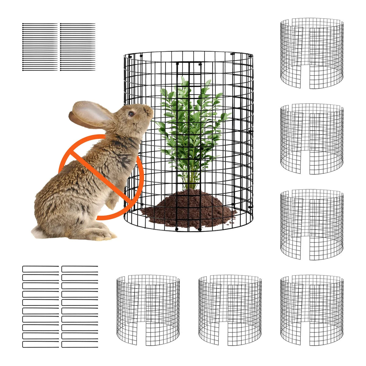 6 pcs plant guards against animals, metal plant supports, Ø 32 cm x 36 cm high
