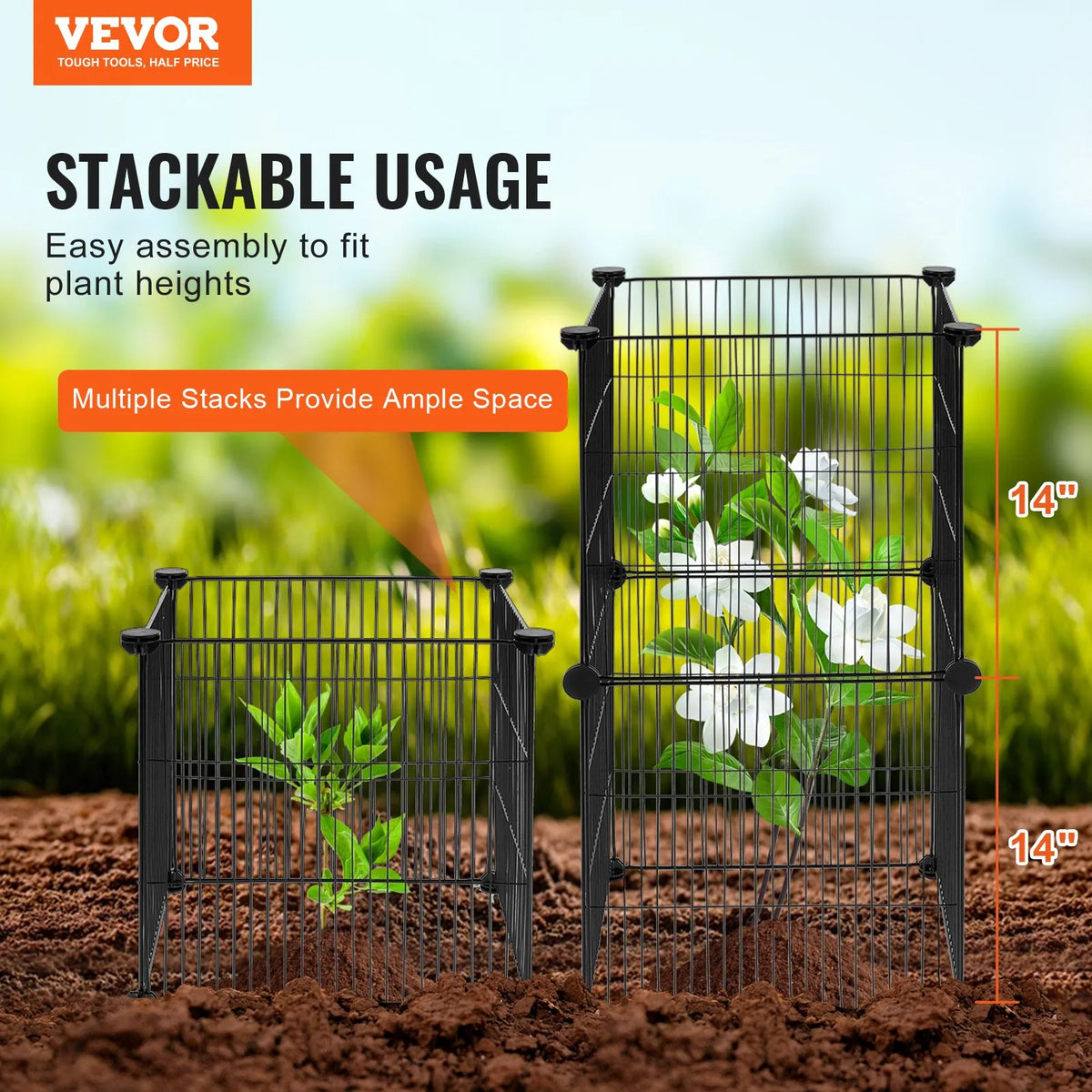 5 pcs plant guards against animals, 39 x 39 cm metal plant supports
