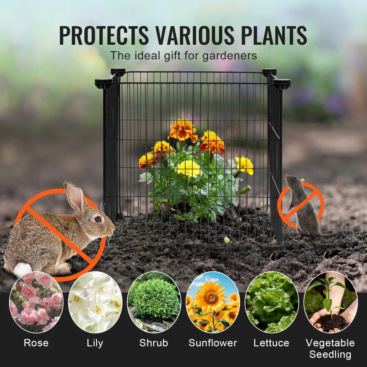 5 pcs plant guards against animals, 39 x 39 cm metal plant supports