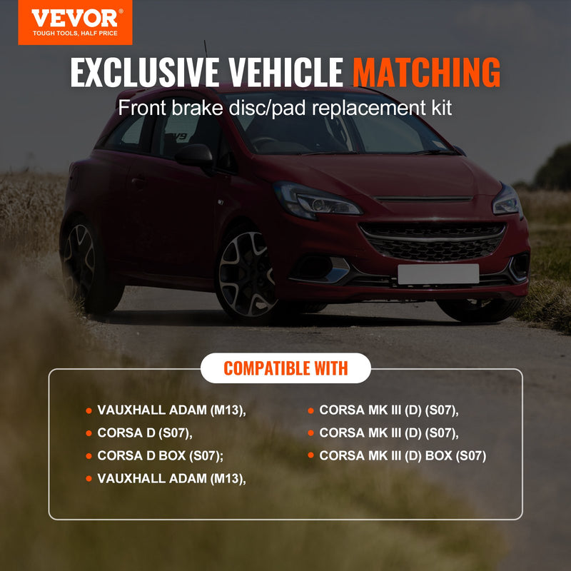VEVOR priekšējais keramikas bremžu disku un kluču komplekts - Vauxhall Adam / Corsa D / Box Hatchback