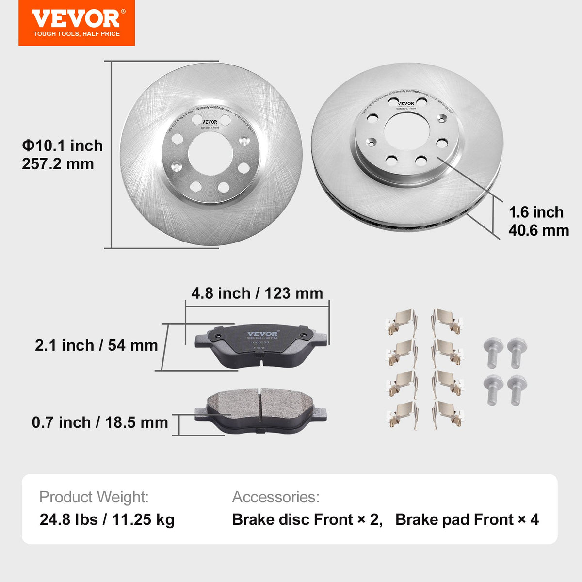 VEVOR Front Ceramic Brake Disc and Pad Kit – Vauxhall Adam / Corsa D / Box Hatchback