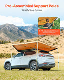 VEVOR 270° auto sānu nojume, 4,9 m², vadītāja puses nojume transportlīdzeklim, ūdensizturīga ar UV50+ aizsardzību, brīvi stāvoša visu laikapstākļu nojume SUV, furgoniem un pikapiem, kempingam, ar pārnēsāšanas somu