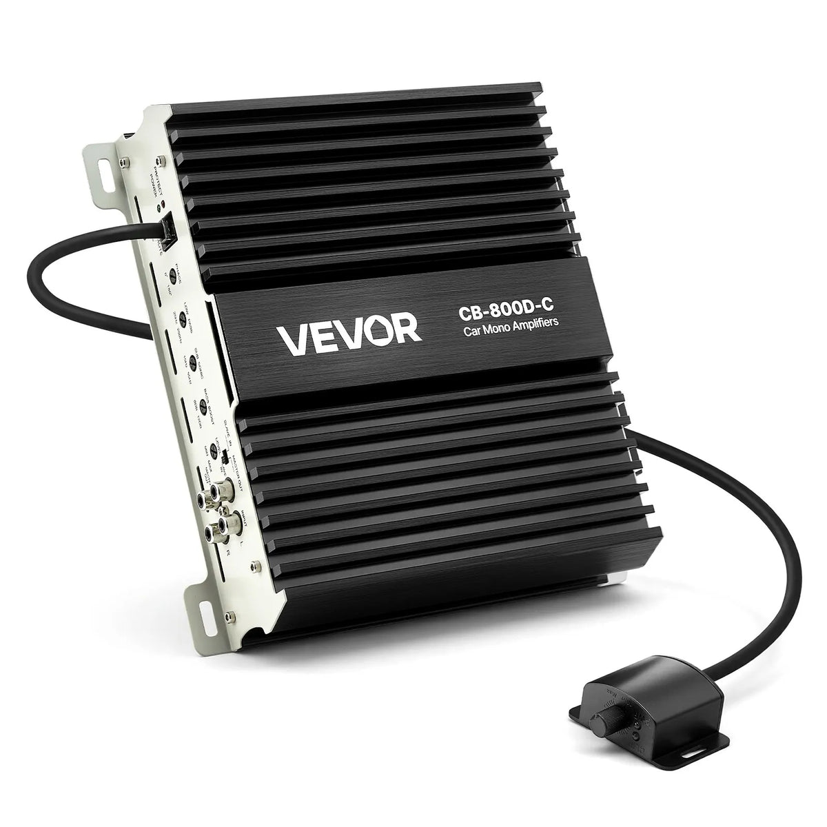 VEVOR Monoblock Car Amplifier 800 W RMS, 1 Channel, Class D, Stable at 1/2/4 Ω, with Remote Subwoofer Level Control, Low-Pass Filter, Bass Boost and Phase Adjustment
