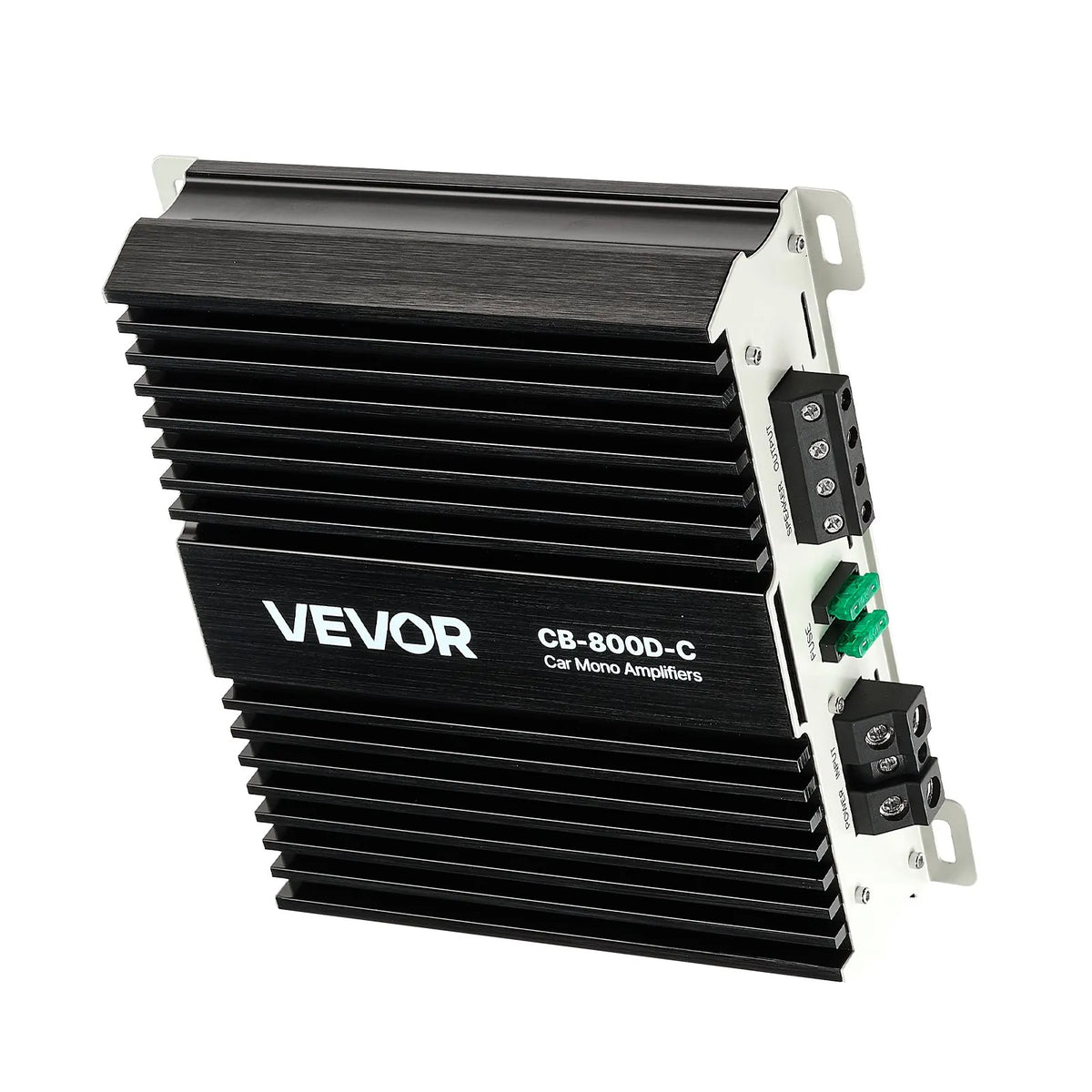 VEVOR Monoblock Car Amplifier 800 W RMS, 1 Channel, Class D, Stable at 1/2/4 Ω, with Remote Subwoofer Level Control, Low-Pass Filter, Bass Boost and Phase Adjustment