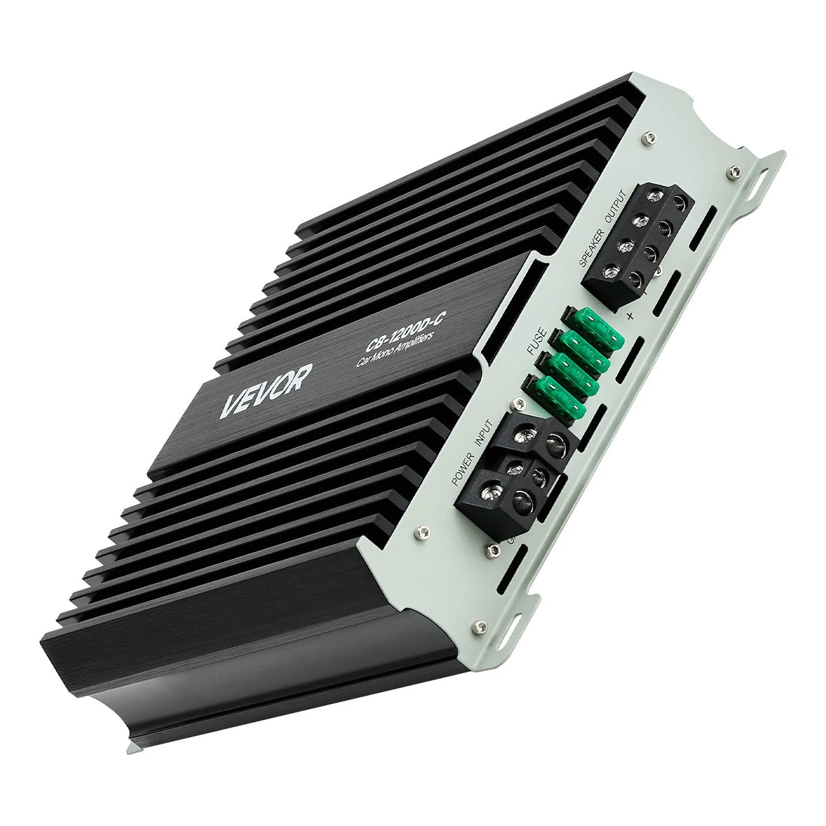 VEVOR Monoblock Car Amplifier 1200 W RMS, 1 Channel, Class D, Stable at 1/2/4 Ω, with Remote Subwoofer Level Control, Low-Pass Filter, Bass Boost and Phase Adjustment